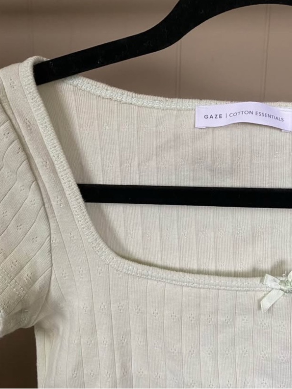 GAZE Cotton Essentials Light Mint green Square Neck Ribbed crop top